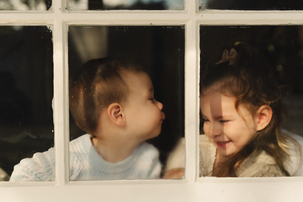 A family having staycation maternity photos taken