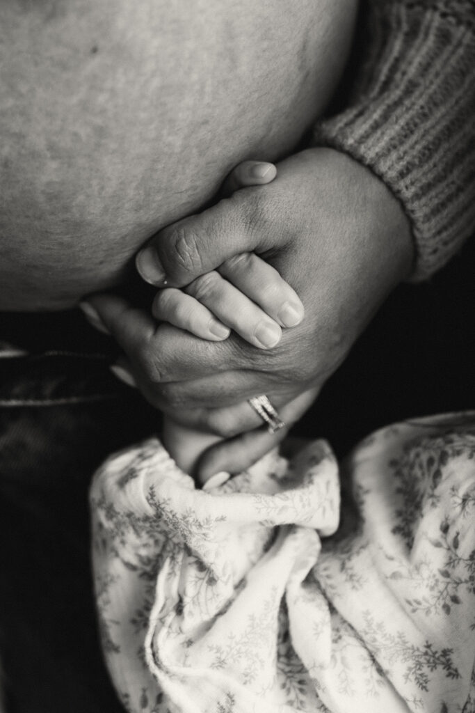 A family having staycation maternity photos taken